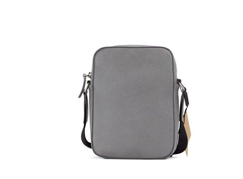 - Thornton Small Grey Embossed Logo Grainy Leather Crossbody Handbag