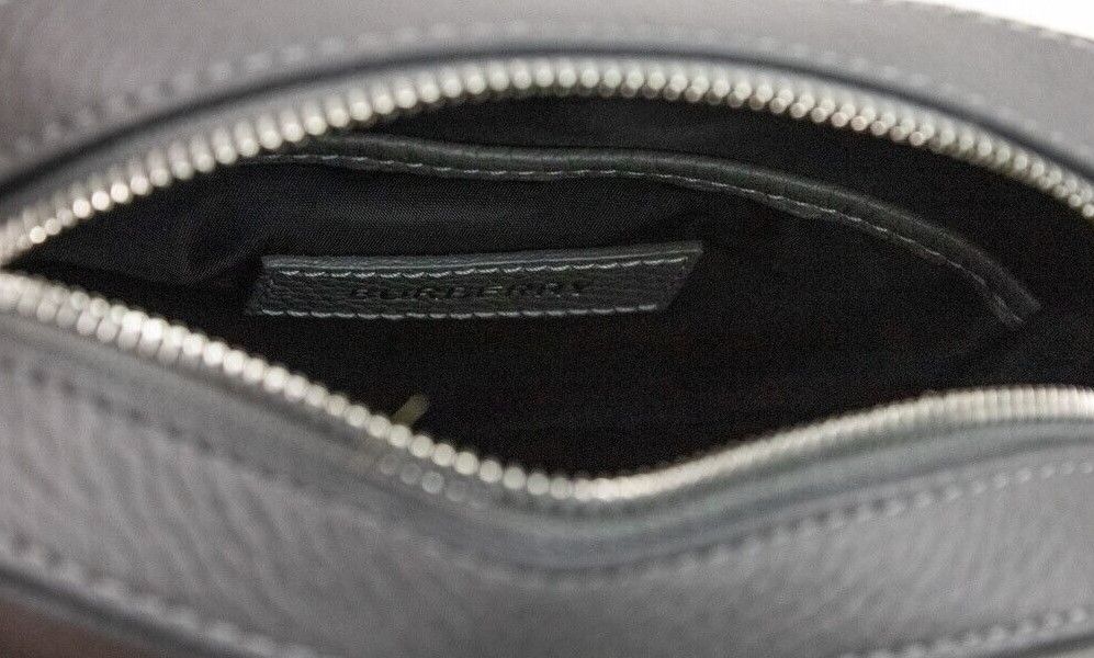 - Thornton Small Grey Embossed Logo Grainy Leather Crossbody Handbag