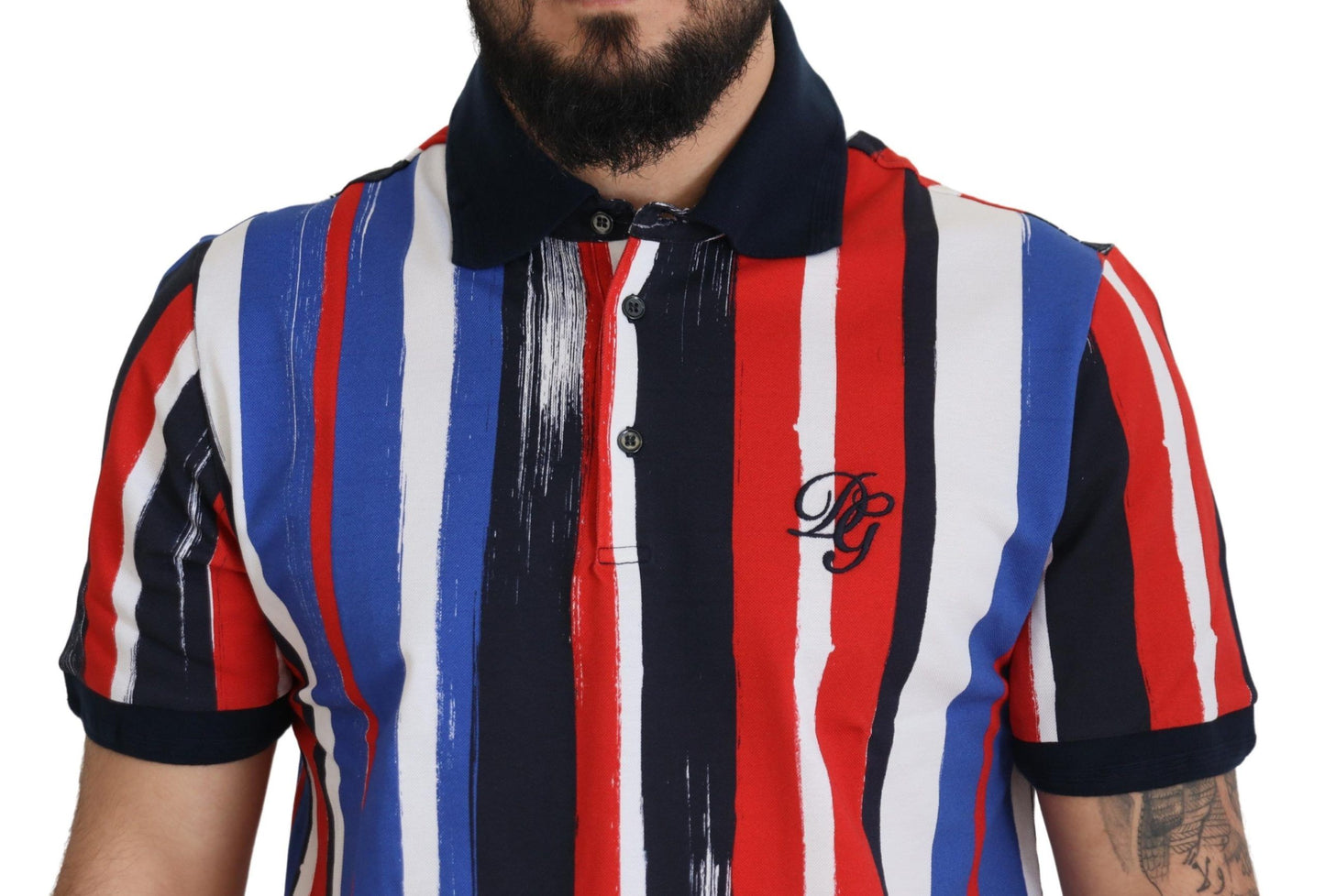 - Elegant Striped Cotton Polo T-shirt
