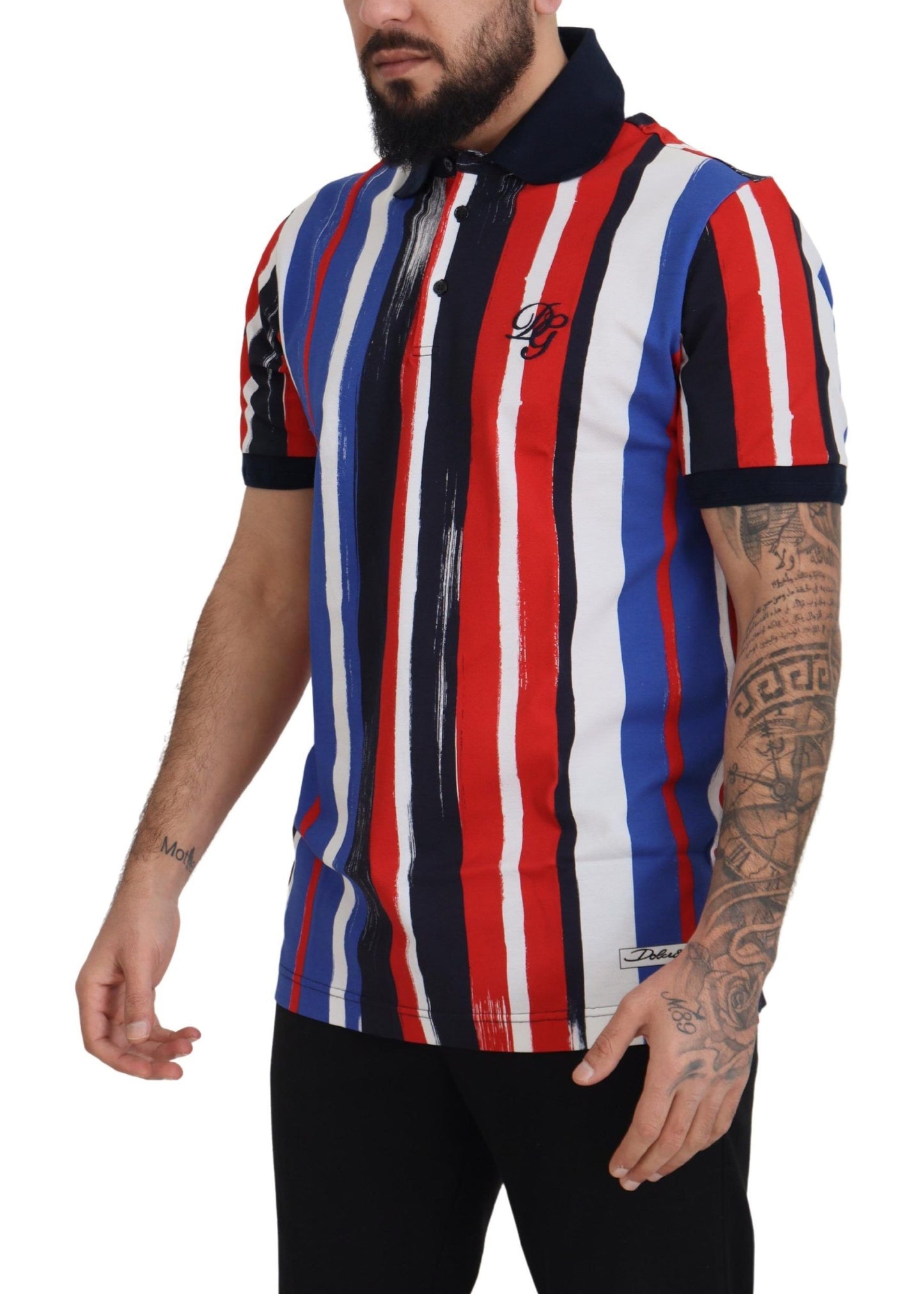 - Elegant Striped Cotton Polo T-shirt
