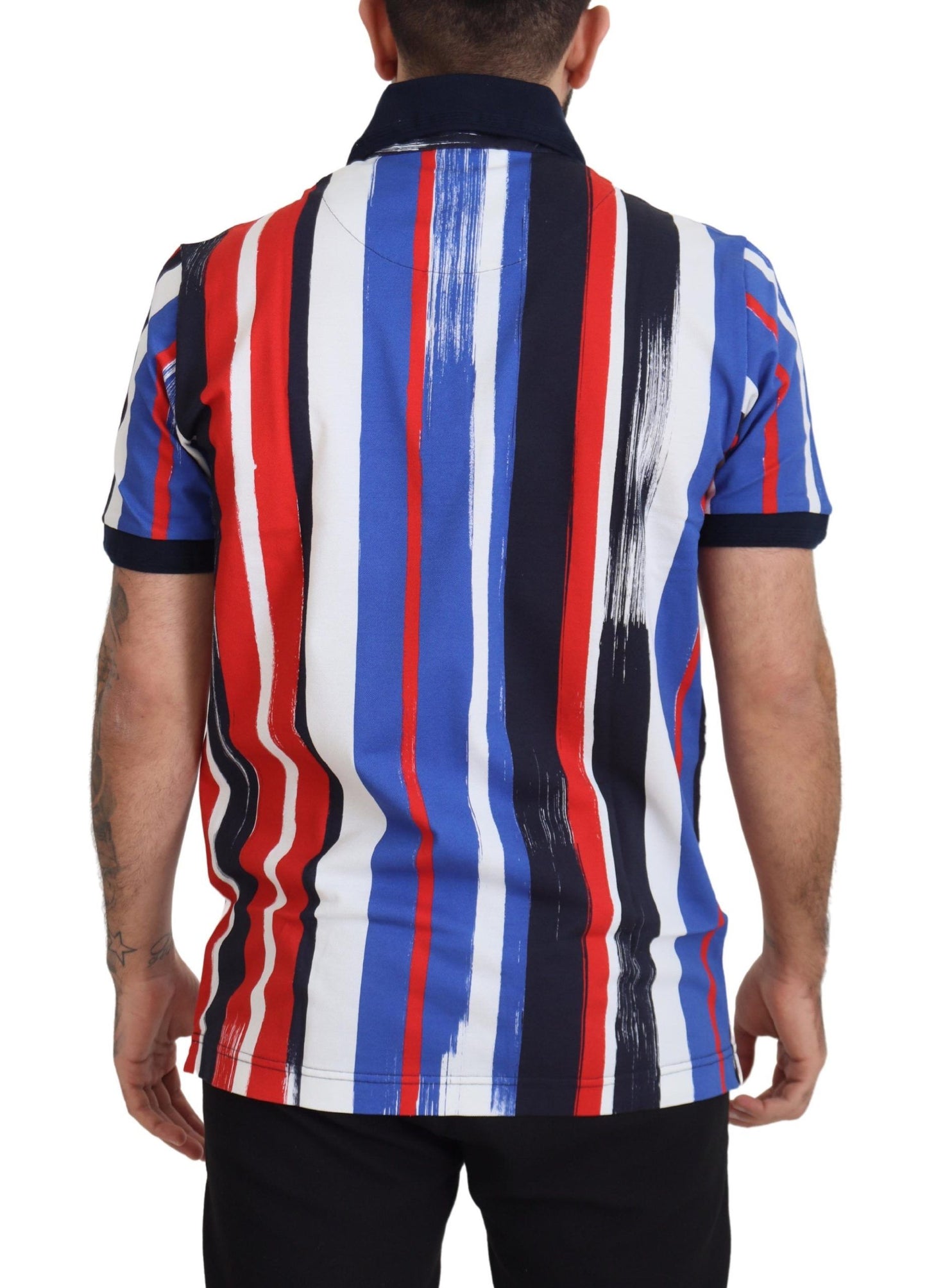 - Elegant Striped Cotton Polo T-shirt