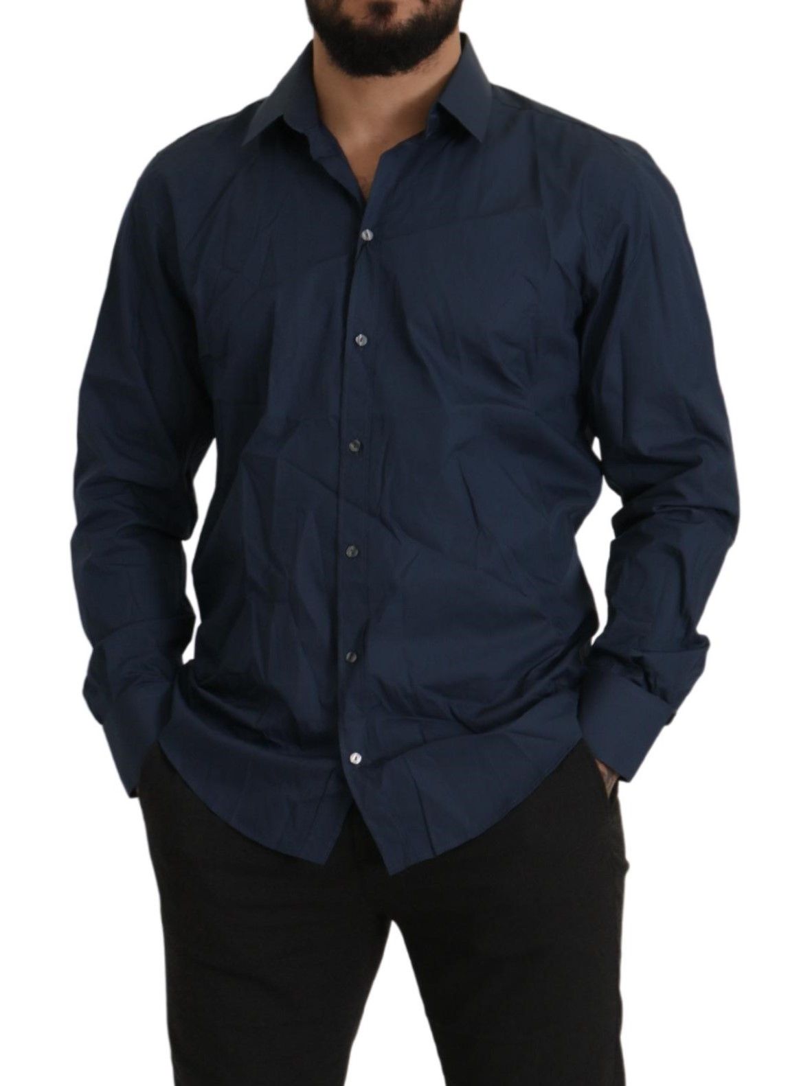 Dolce & Gabbana Slim Fit Blue Martini Dress Shirt for Men
