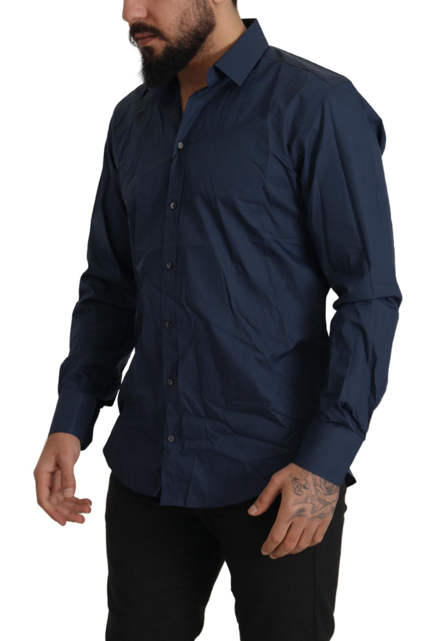 Dolce & Gabbana Slim Fit Blue Martini Dress Shirt for Men