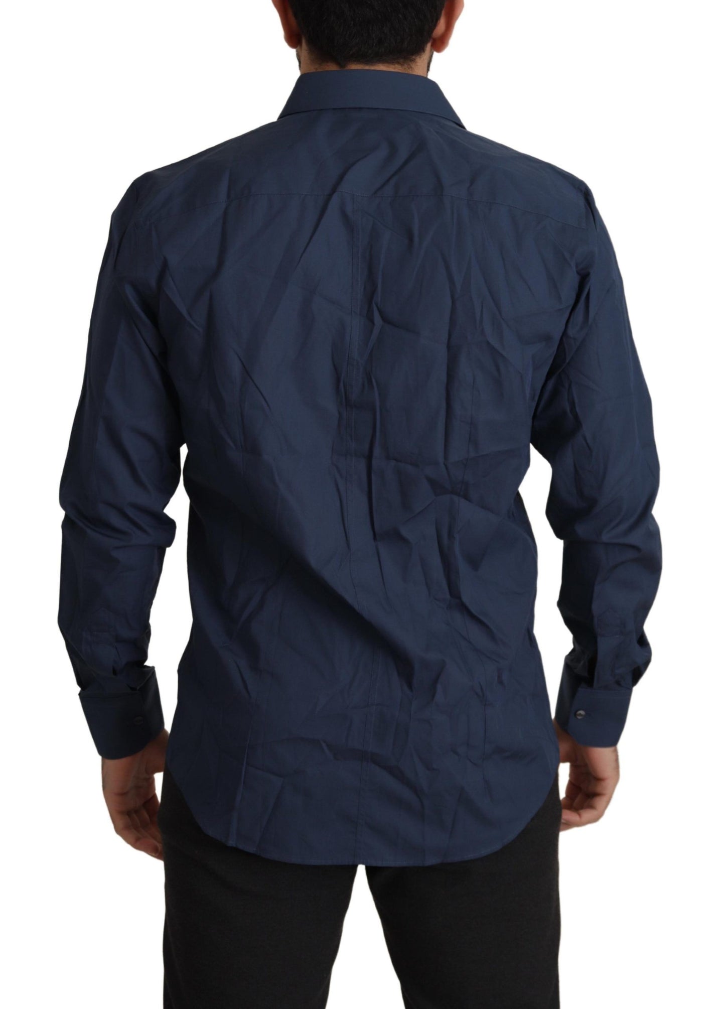 Dolce & Gabbana Slim Fit Blue Martini Dress Shirt for Men
