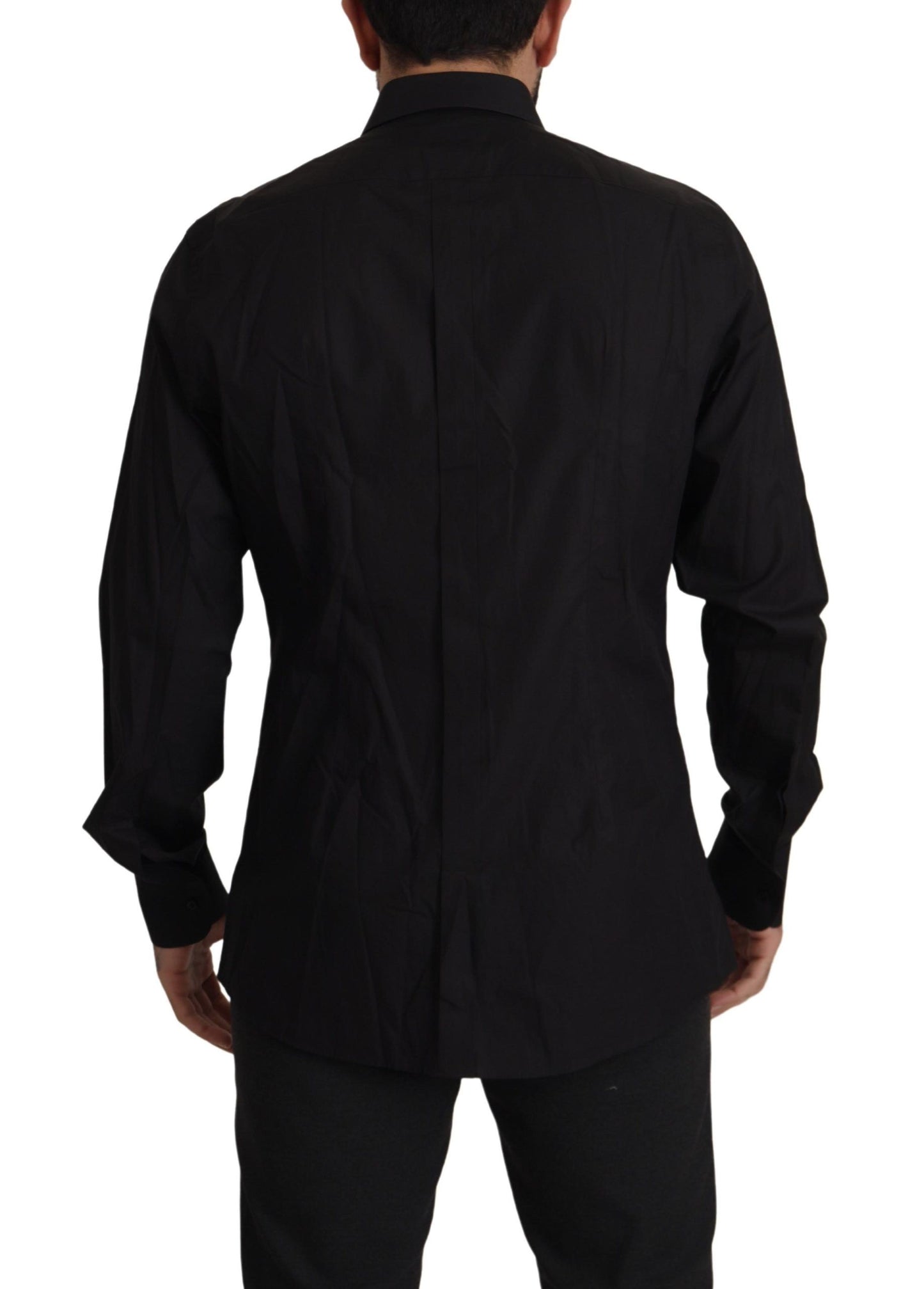 - Sleek Black Tuxedo Dress Shirt - Slim Fit