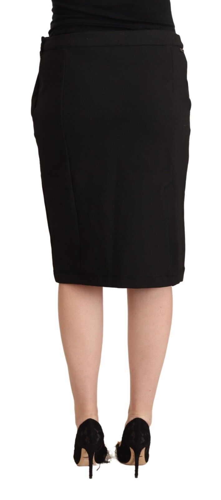 GF Ferre Black Pencil Skirt - Knee Length Elegance
