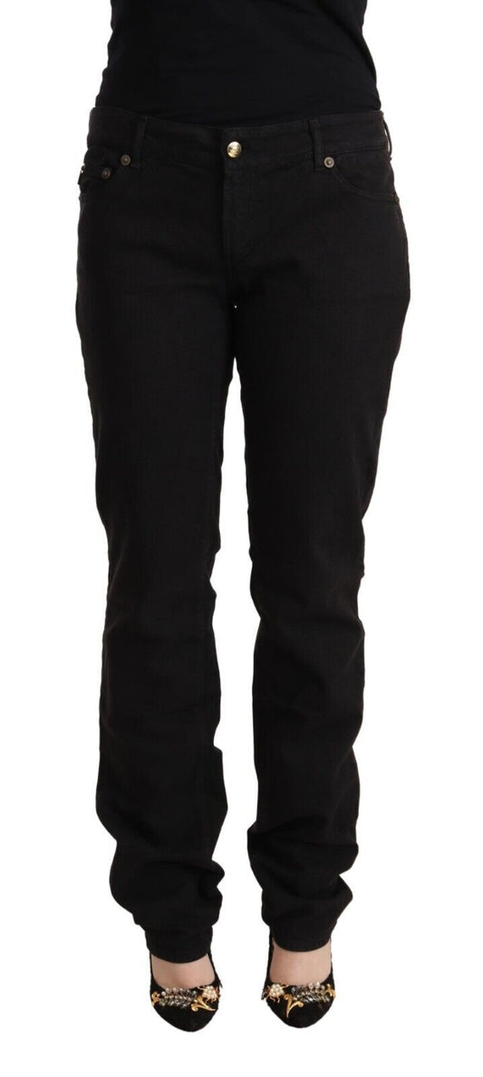 - Sleek Mid-Waist Slim Fit Black Jeans