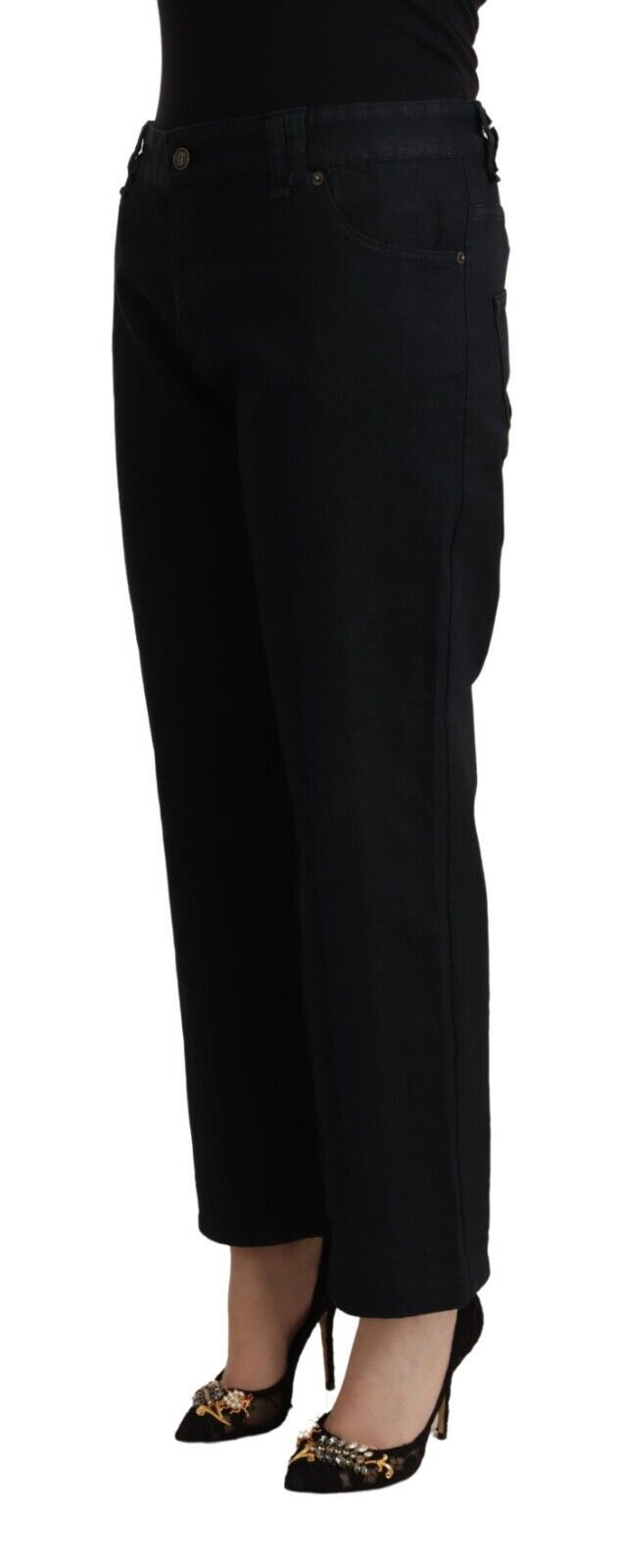 - Elegant High Waist Cropped Jeans