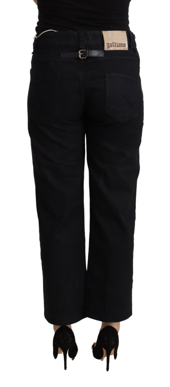John Galliano Elegant High Waist Black Cropped Jeans