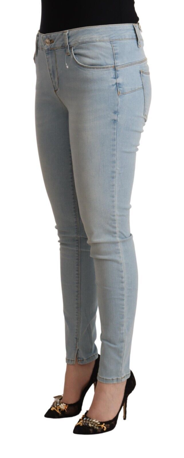 - Light Blue Mid Waist Skinny Denim