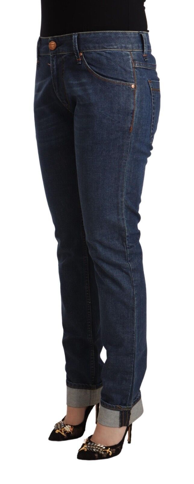 - Elegant Mid Waist Skinny Denim