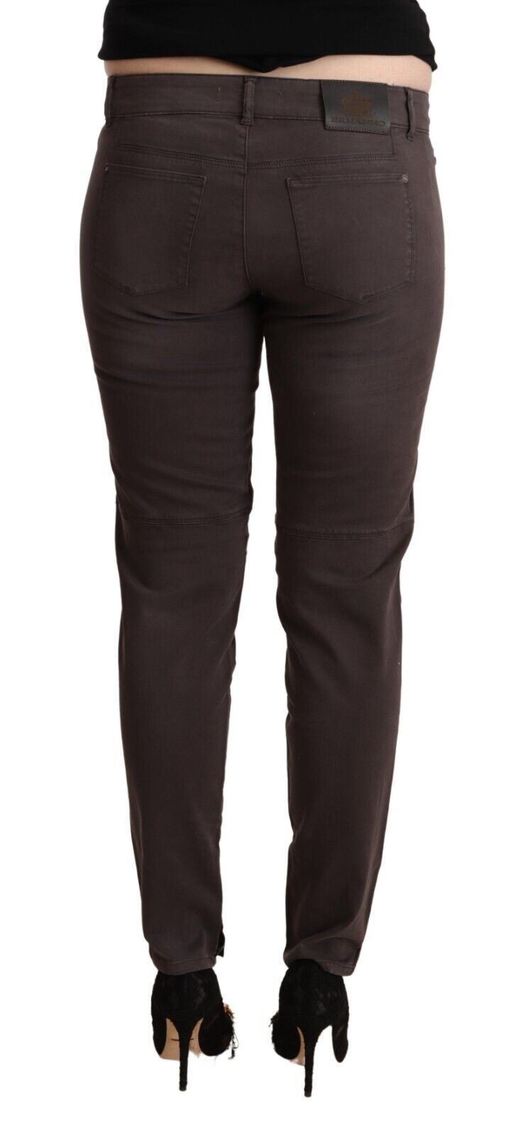 Ermanno Scervino Luxurious Brown Low Waist Skinny Pants