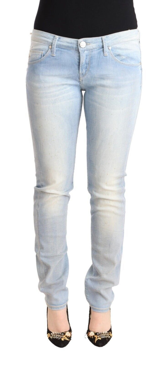 - Chic Low Waist Skinny Light Blue Denim