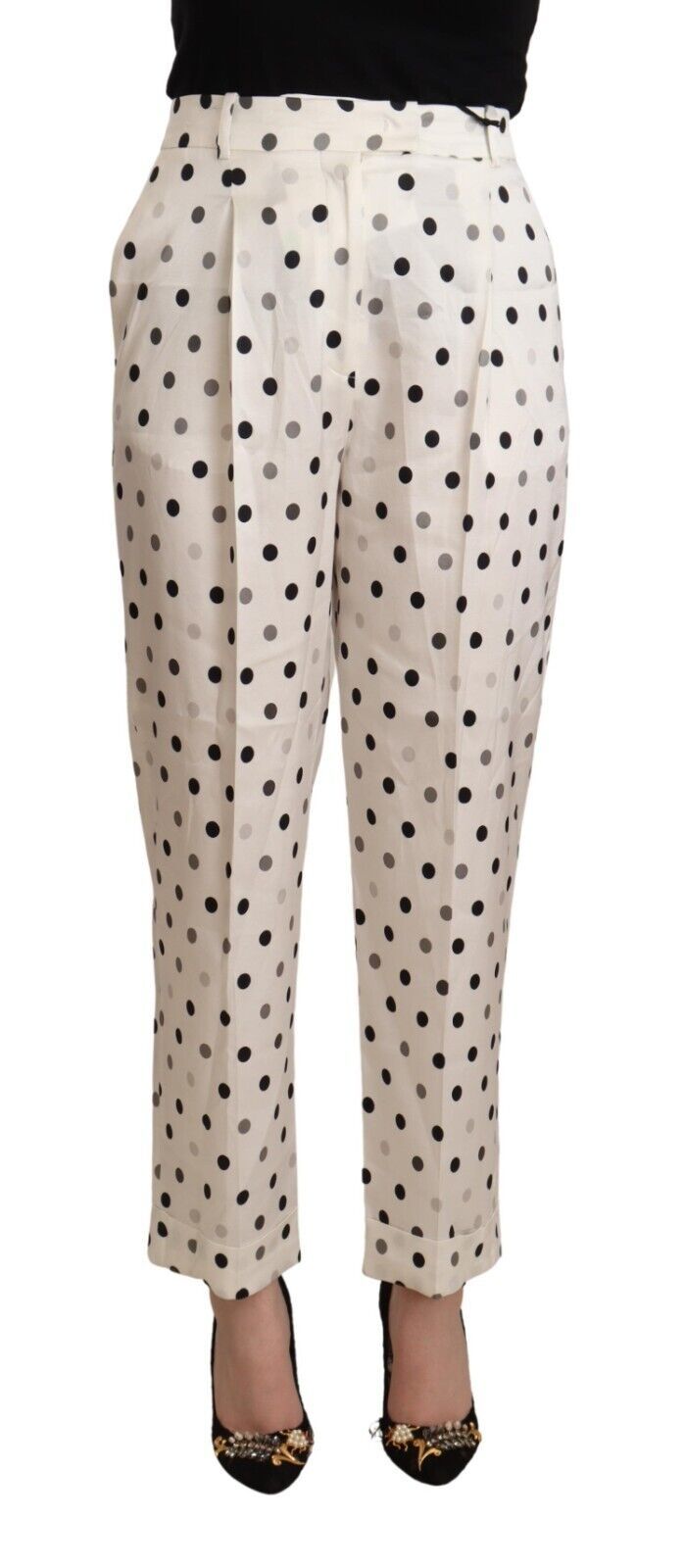 - Chic High Waist Polka Dotted Tapered Pants