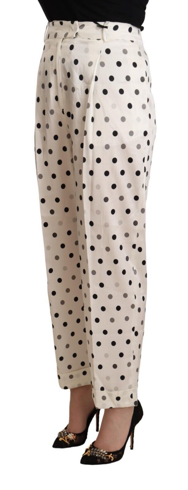 - Chic High Waist Polka Dotted Tapered Pants