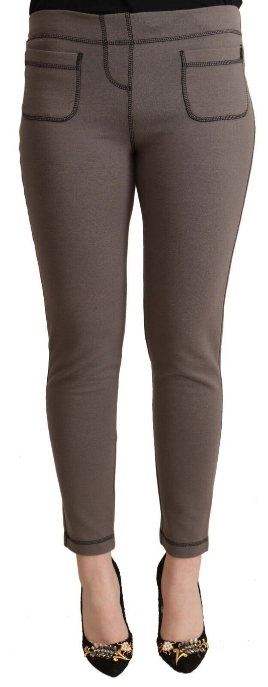 - Chic Gray Mid Waist Skinny Pants for Sophisticated Style