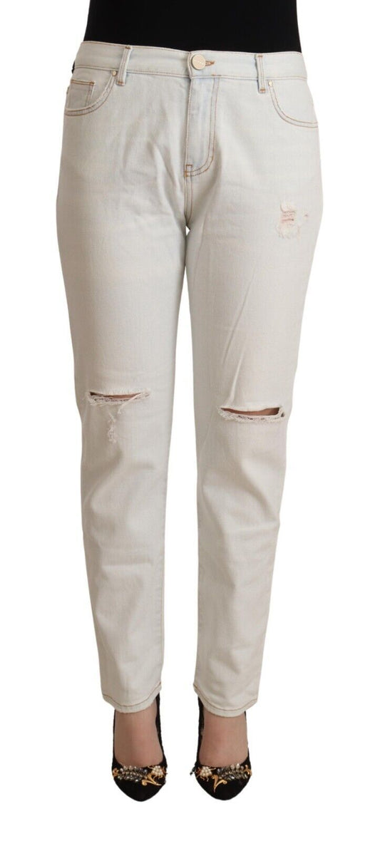 - White Mid Waist Skinny Denim Jeans