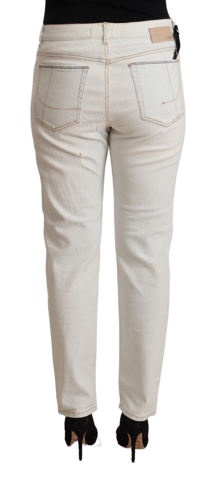 - White Mid Waist Skinny Denim Jeans
