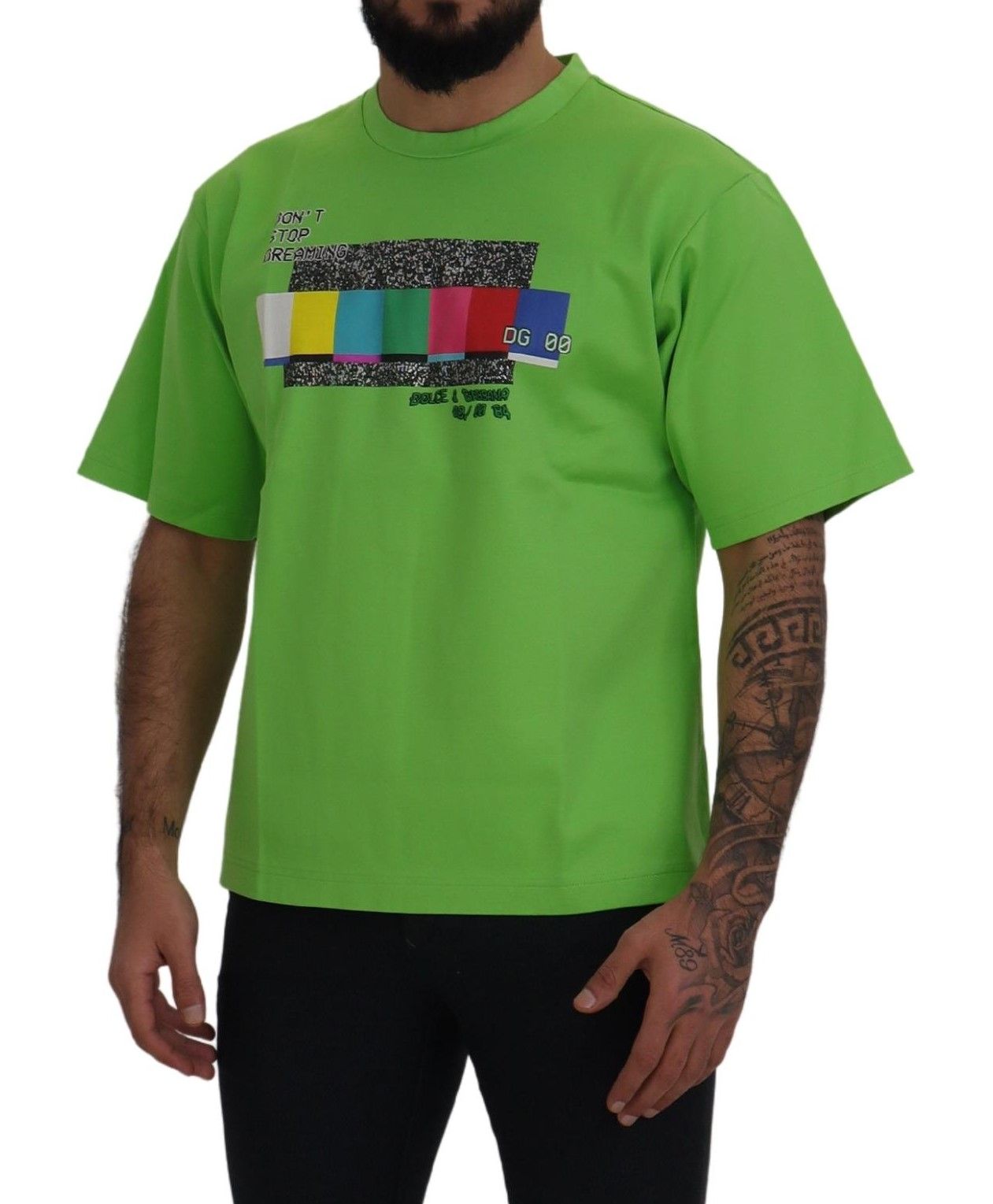 - Chic Green Crewneck Short Sleeve Tee