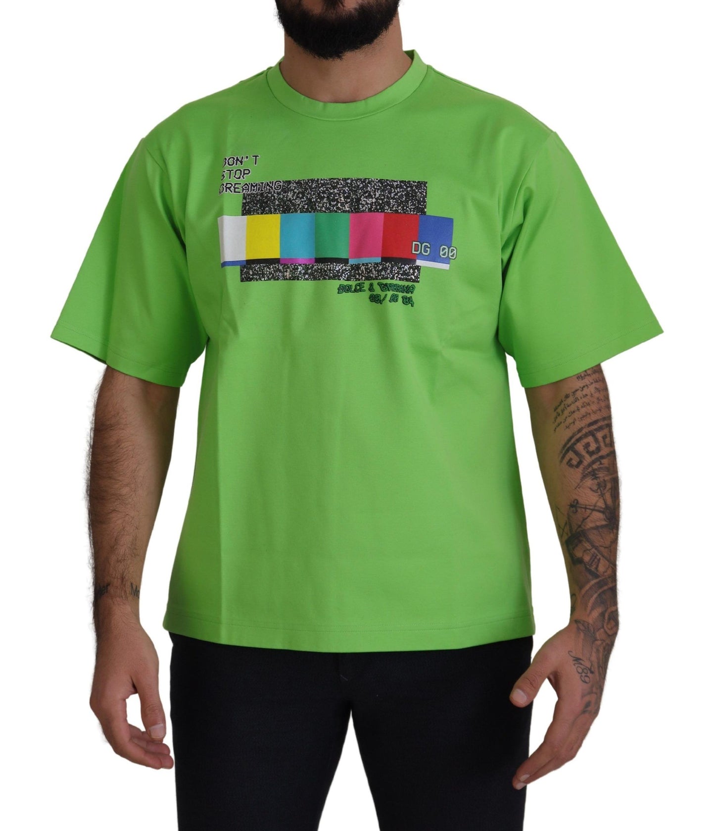 - Chic Green Crewneck Short Sleeve Tee