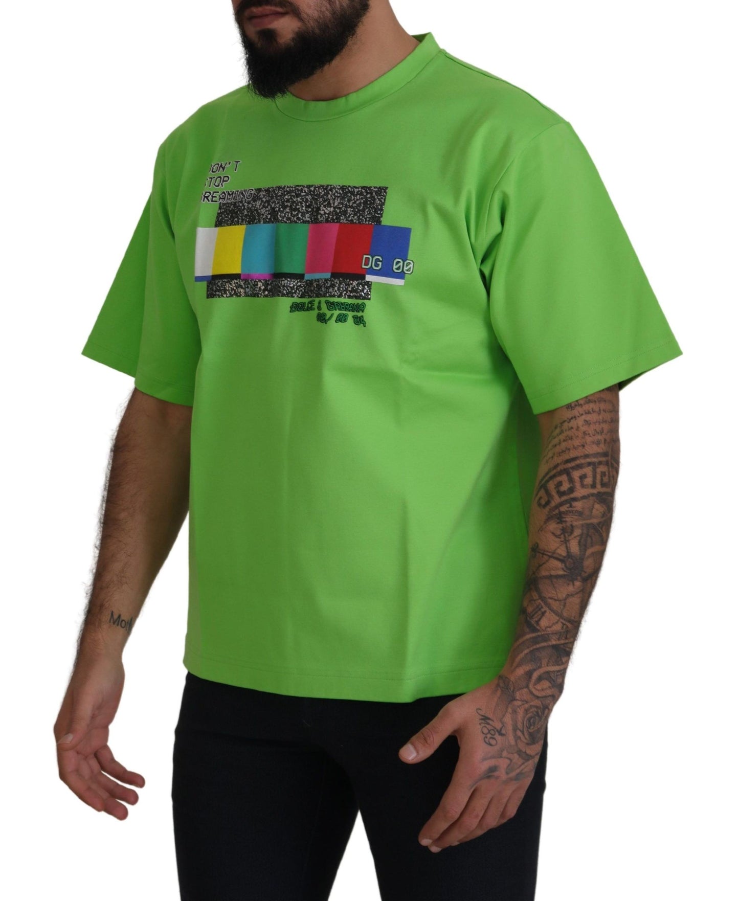 - Chic Green Crewneck Short Sleeve Tee