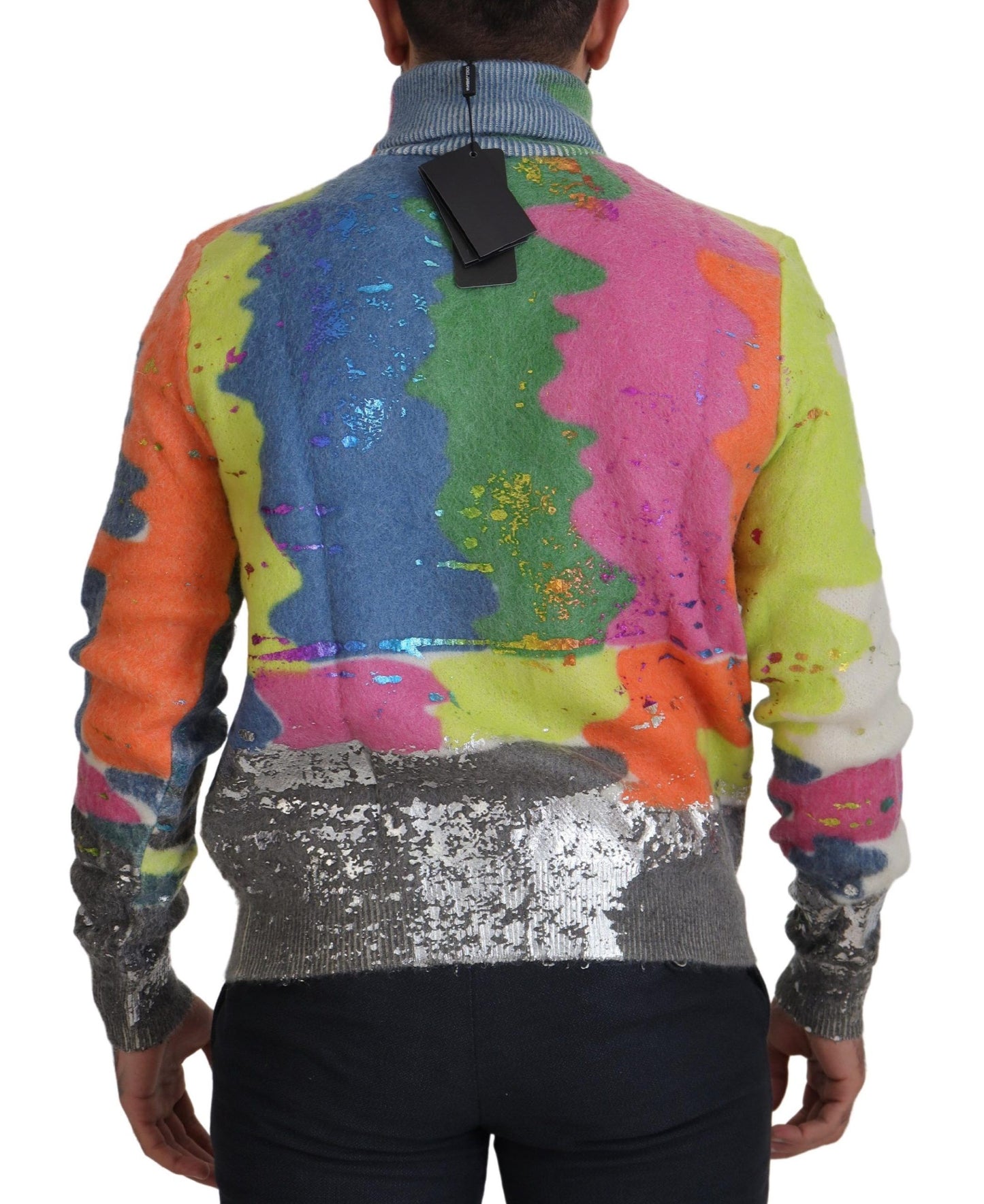 - Multicolor Turtleneck TV Motive Sweater