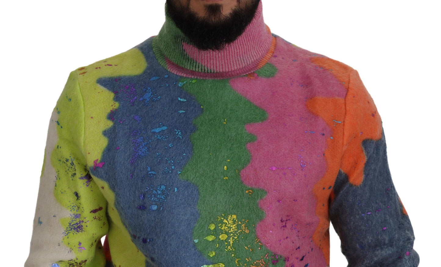 - Multicolor Turtleneck TV Motive Sweater