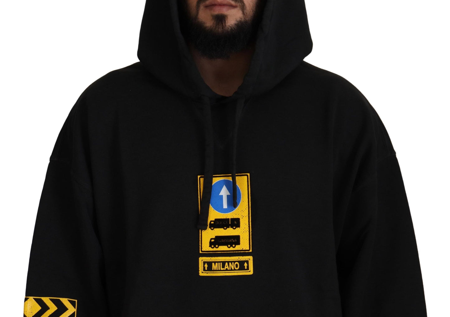 - Elegant Black Cotton Hooded Sweater