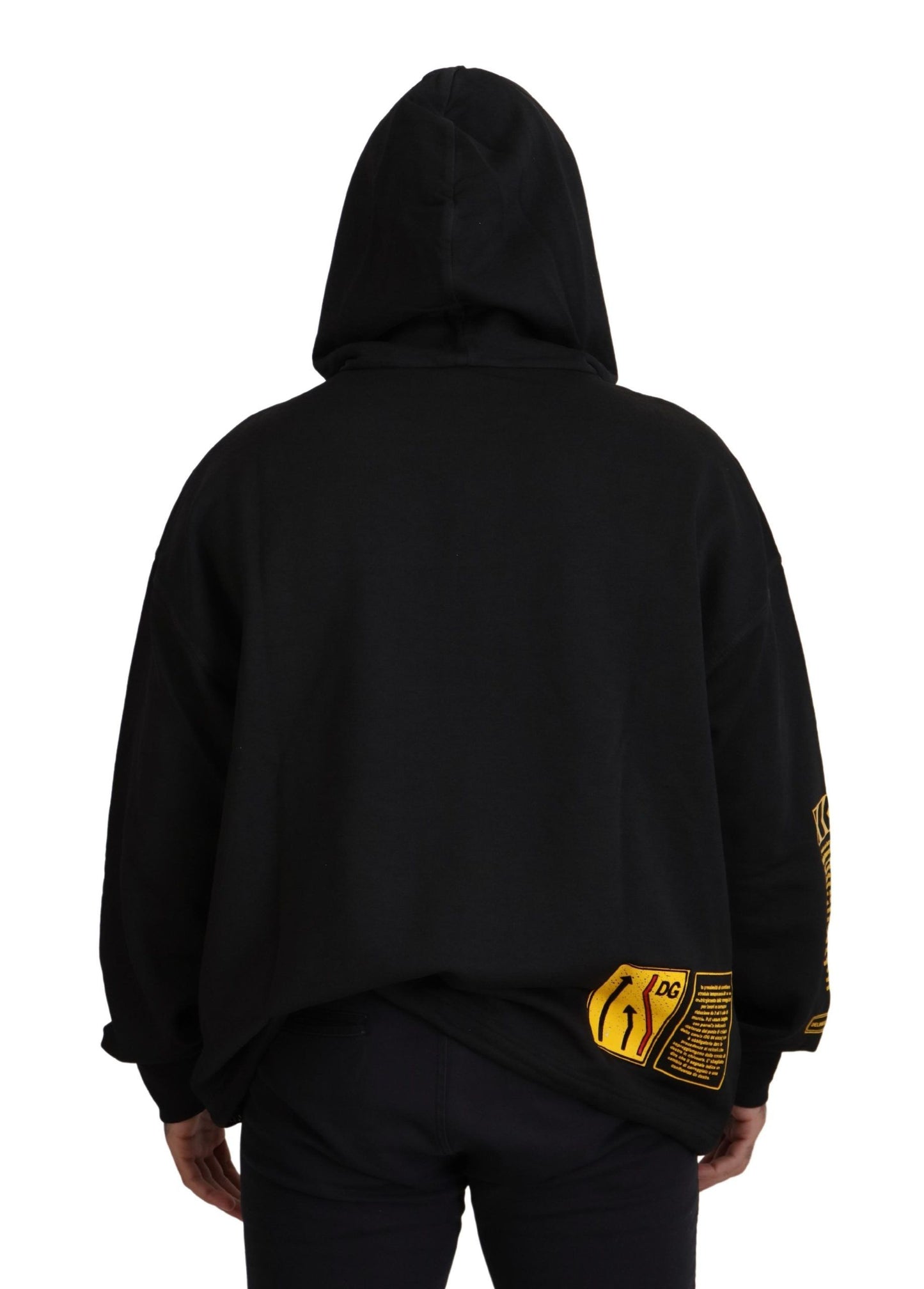 - Elegant Black Cotton Hooded Sweater