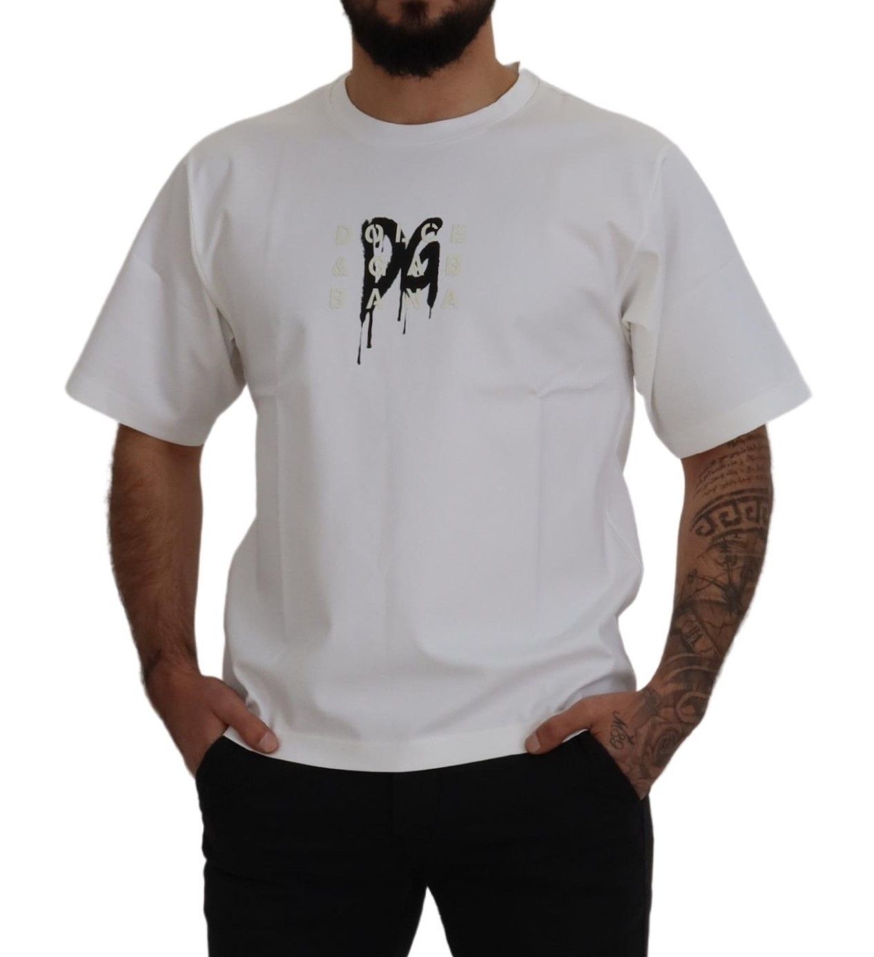 Timeless White Logo Crewneck Tee by Dolce & Gabbana