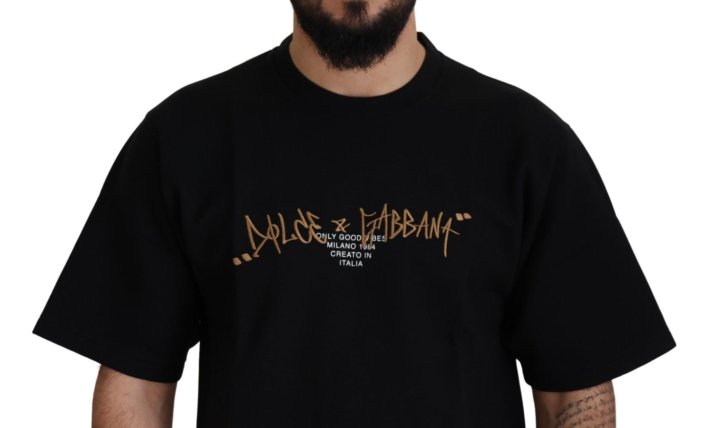 - Elegant Black Cotton Blend Crewneck T-Shirt