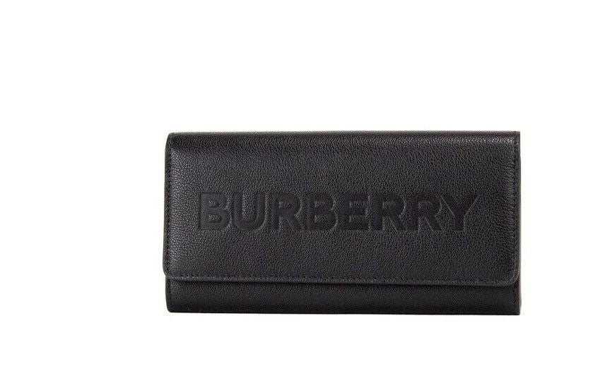 - Porter Black Grained Leather Branded Logo Embossed Clutch Flap Wallet