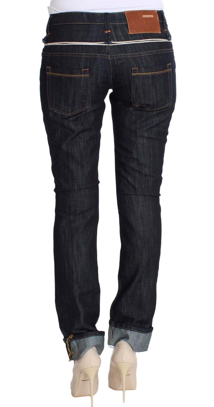 - Elegant Straight Leg Dark Blue Jeans
