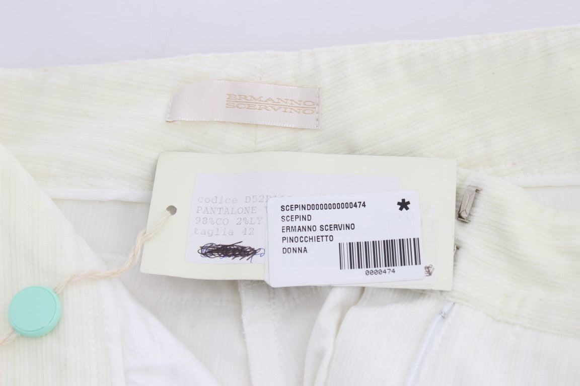 Ermanno Scervino Pristine White Striped Straight Fit Pants