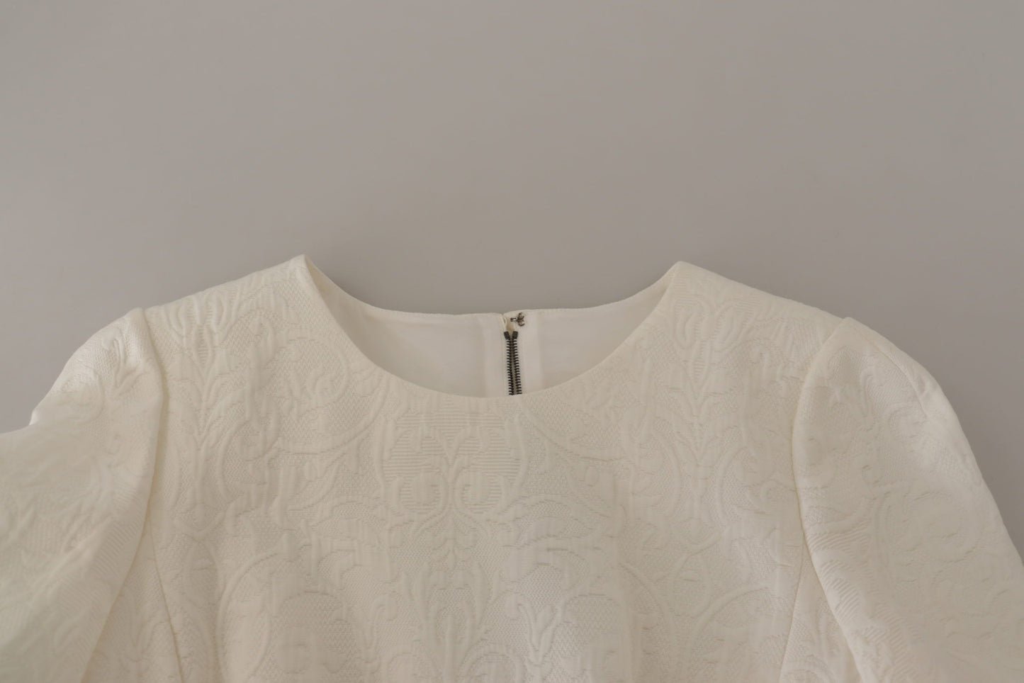 - Exquisite Jacquard Midi Dress in White