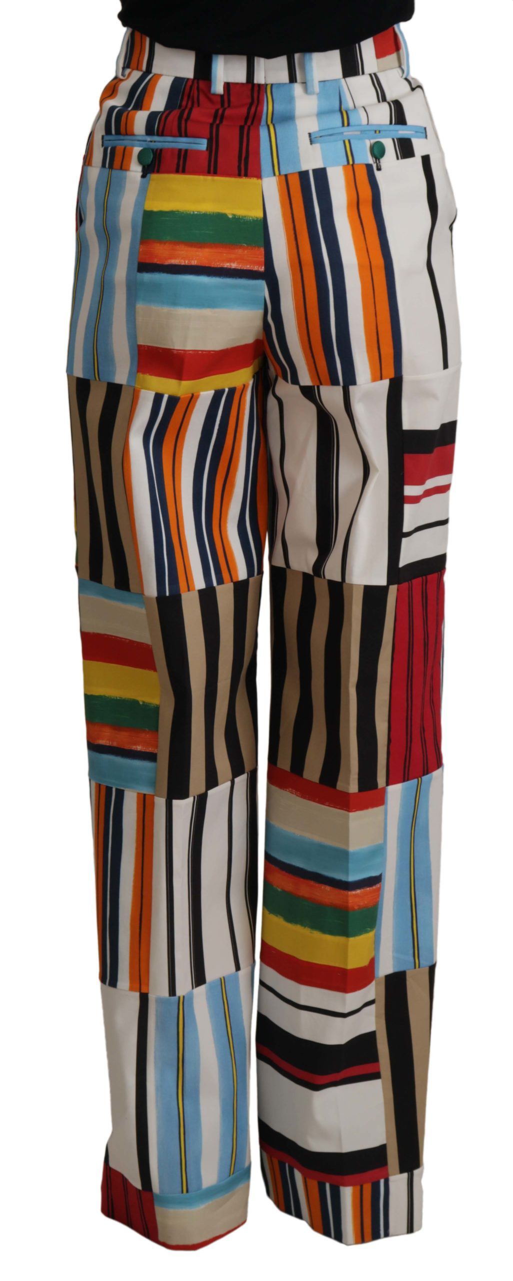 - Elegant High Waist Striped Trousers