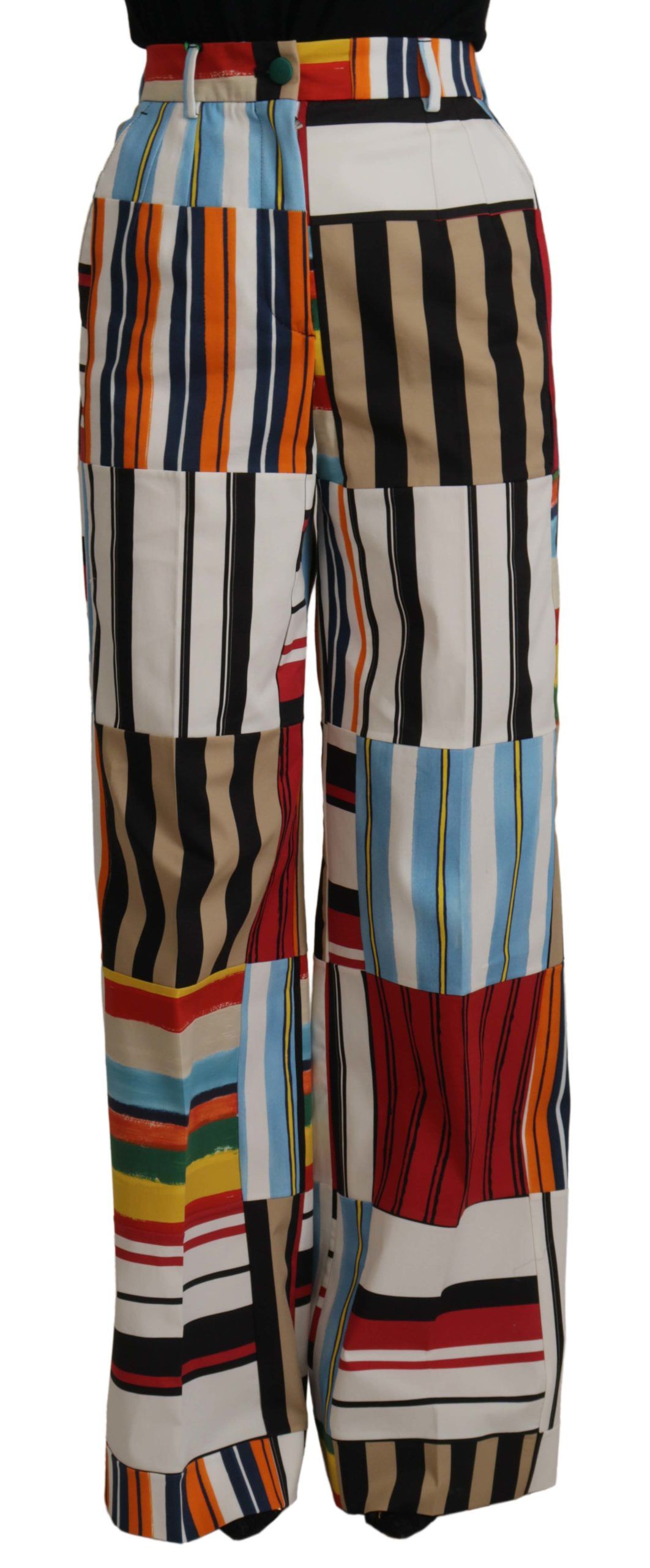 - Elegant High Waist Striped Trousers