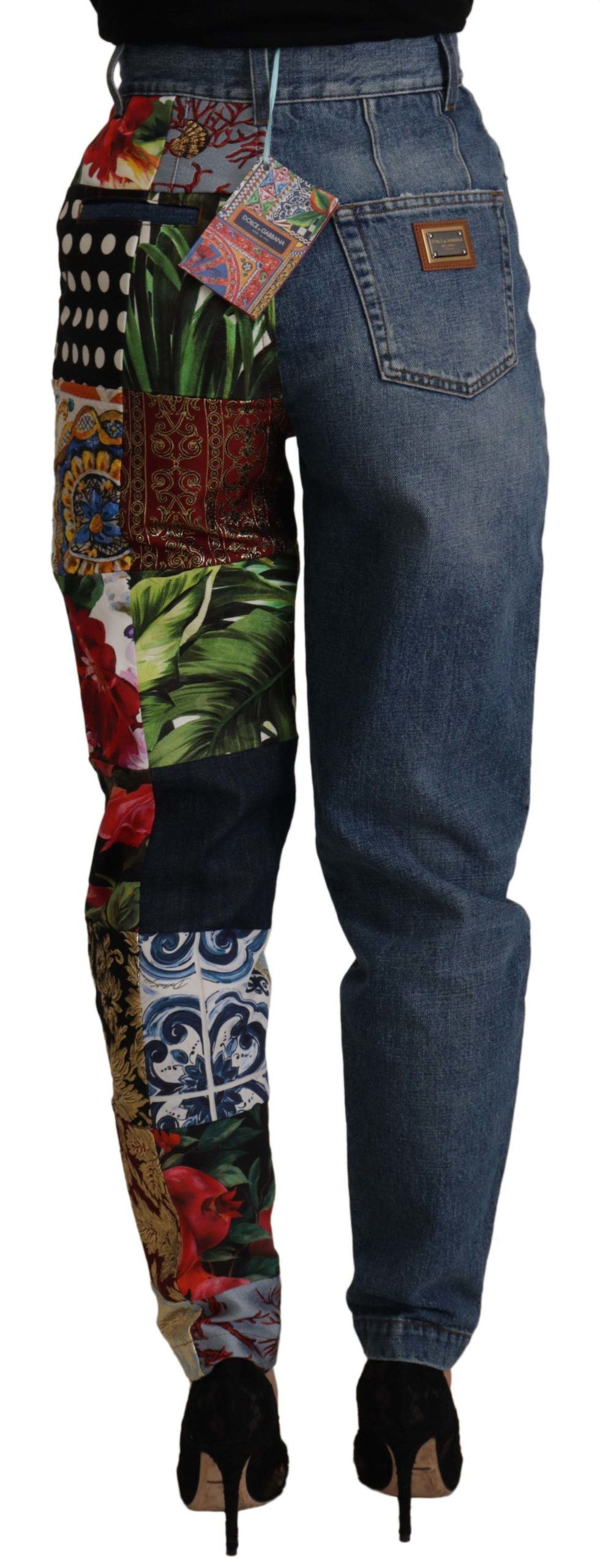 - Patchwork Jacquard Denim Relaxed Jeans