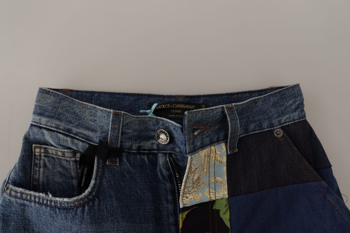 - Patchwork Jacquard Denim Relaxed Jeans