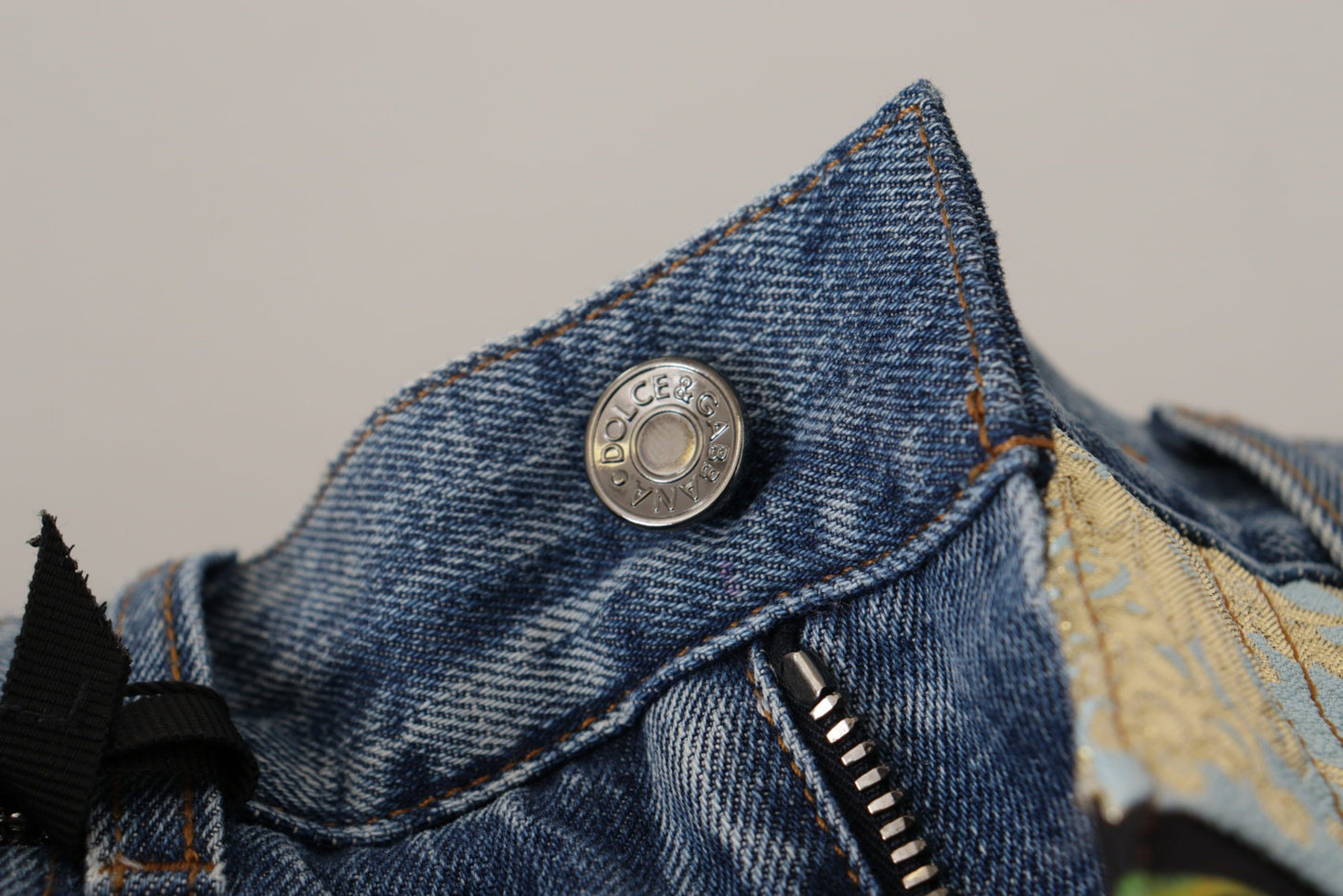 - Patchwork Jacquard Denim Relaxed Jeans
