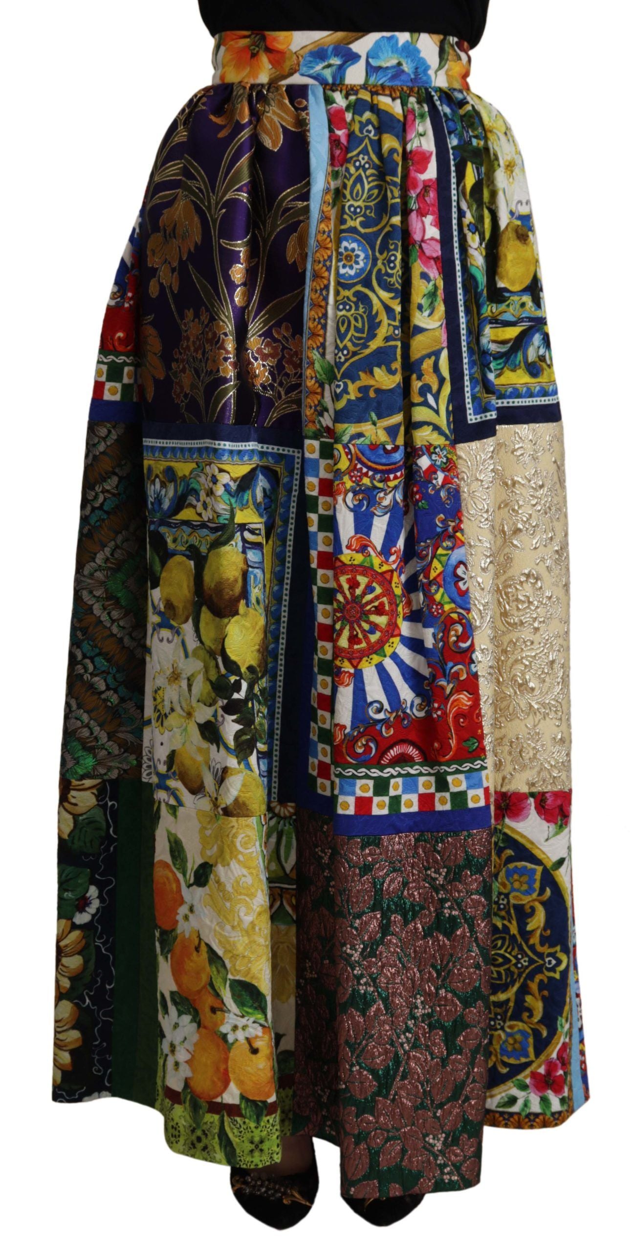 - High Waist Maxi Skirt with Sicilian Patterns