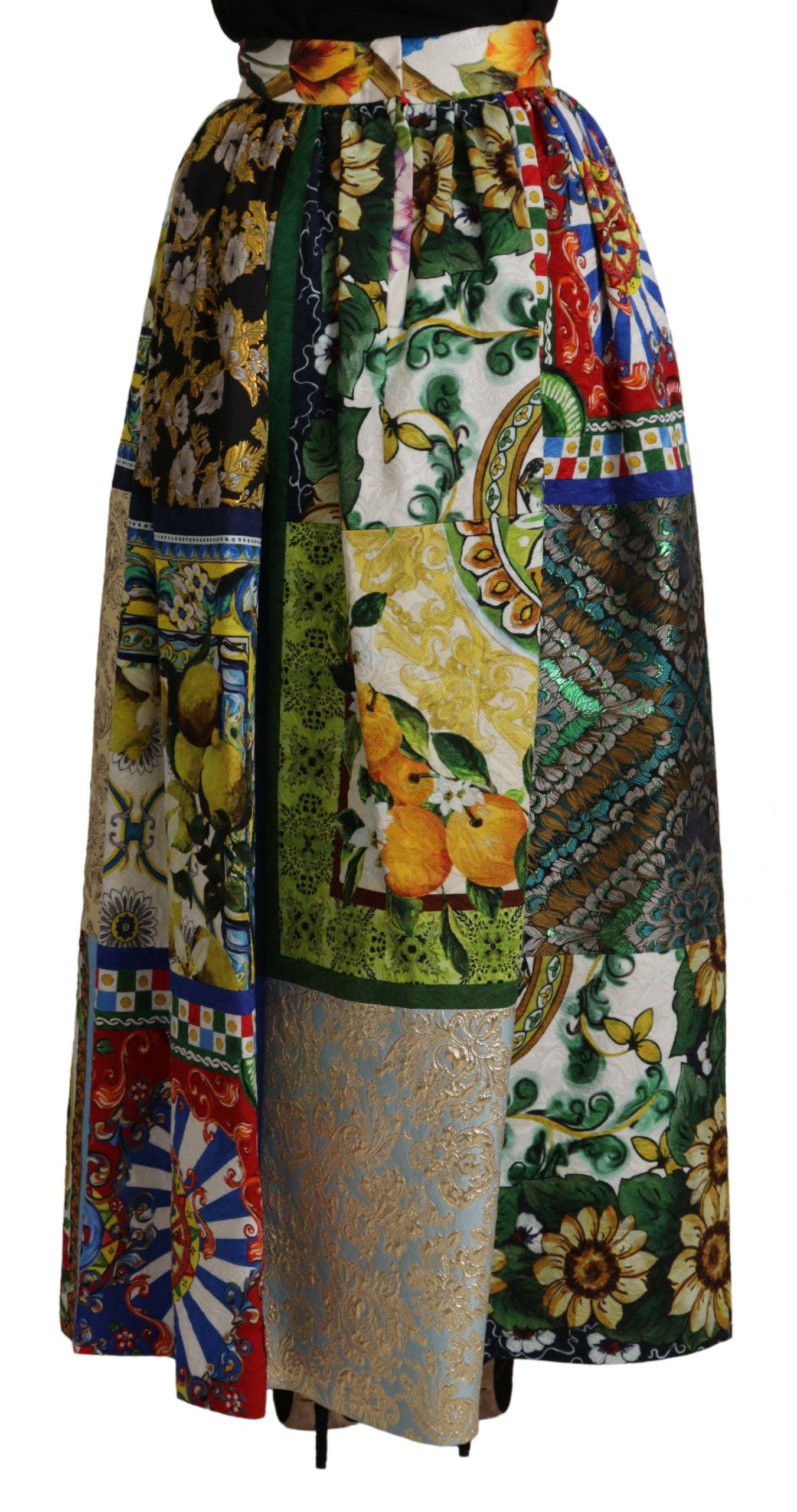 - High Waist Maxi Skirt with Sicilian Patterns