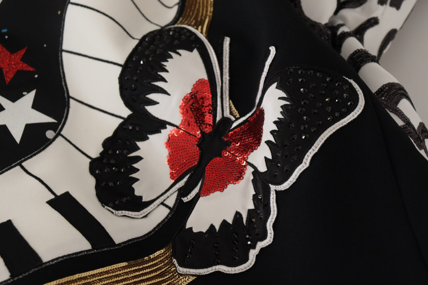 - High-Waist A-Line Embellished Black Skirt