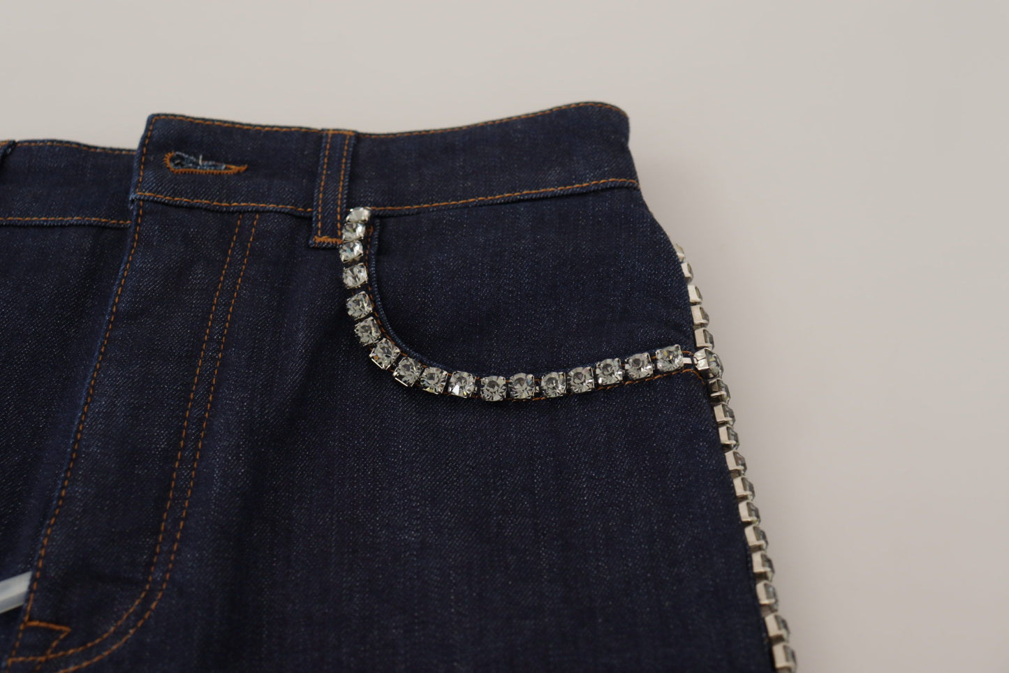 - Chic High Waist Hot Pants Shorts with Crystal Detailing