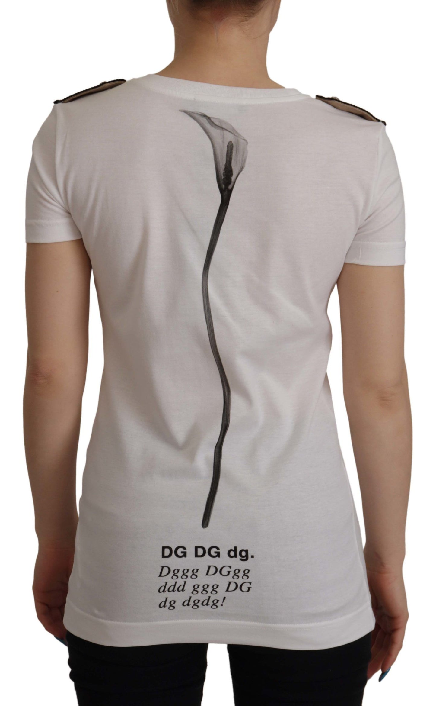 - Elegant Floral Crewneck Cotton Tee