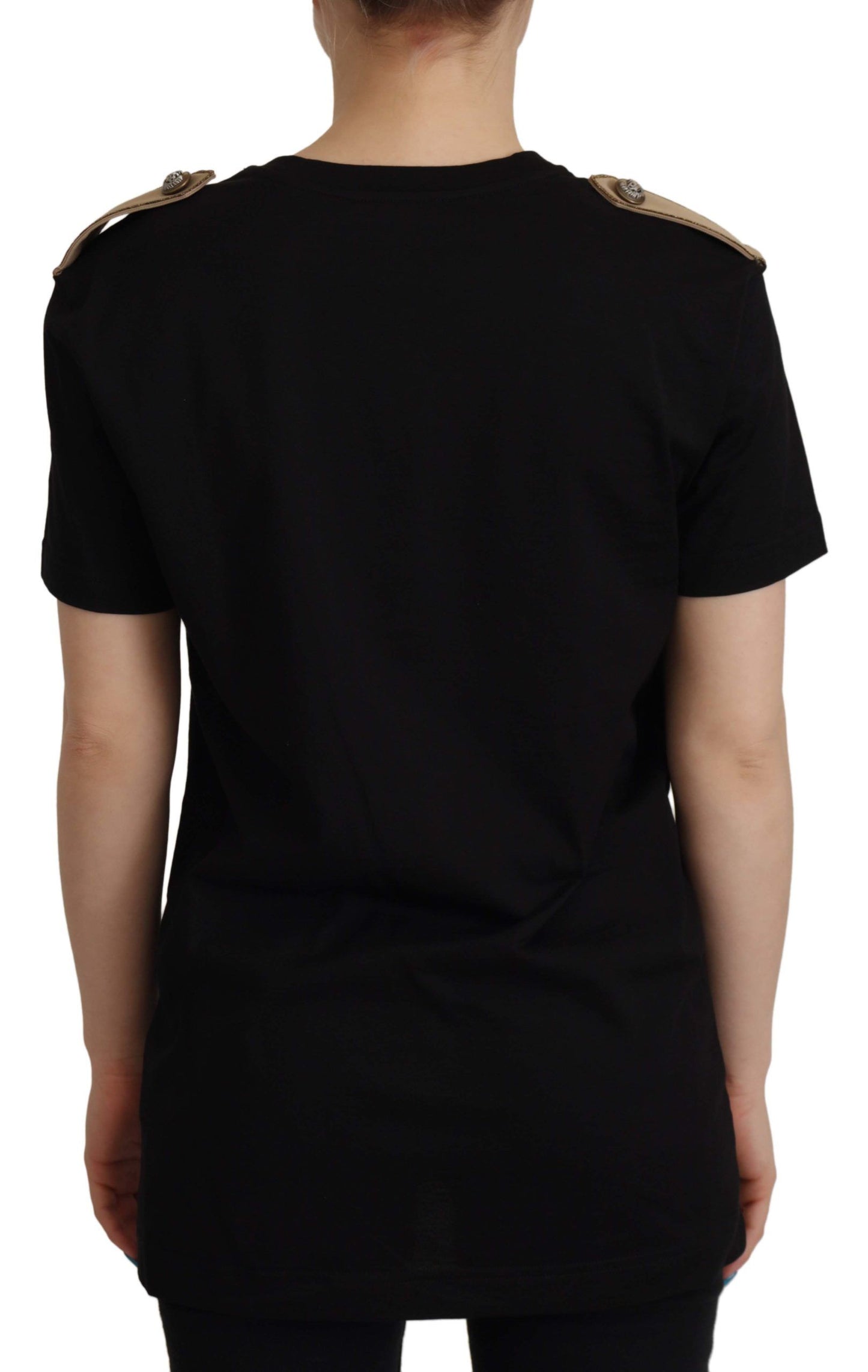 - Chic Black Logo Cotton Tee for Women