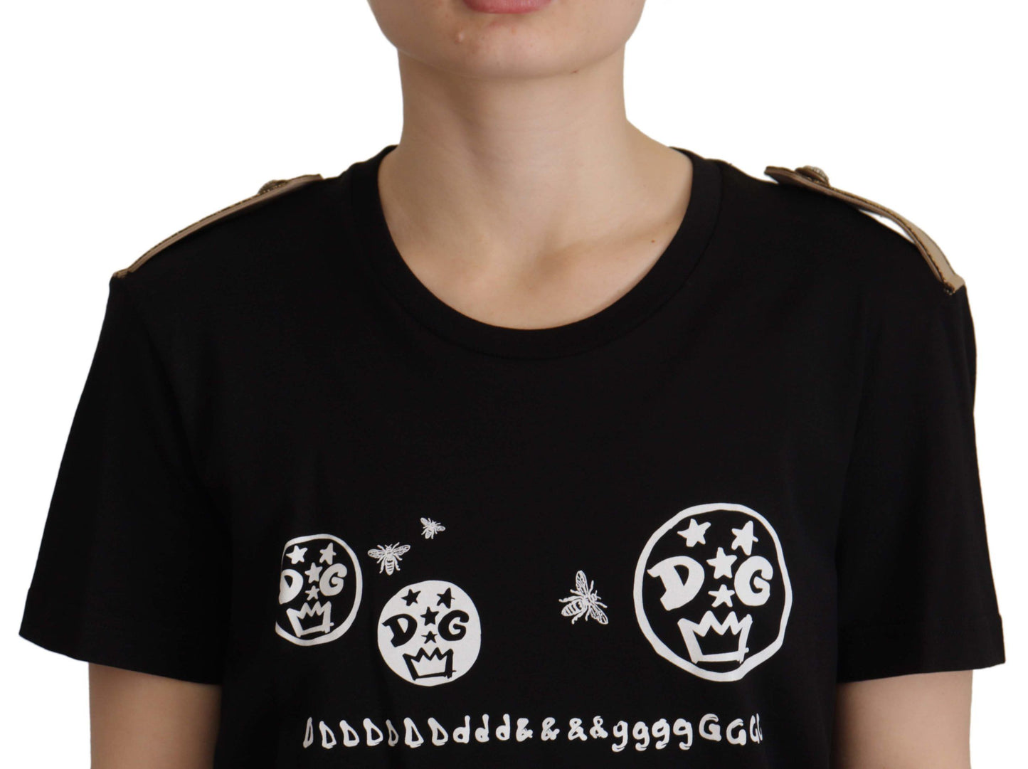 - Chic Black Logo Cotton Tee for Women