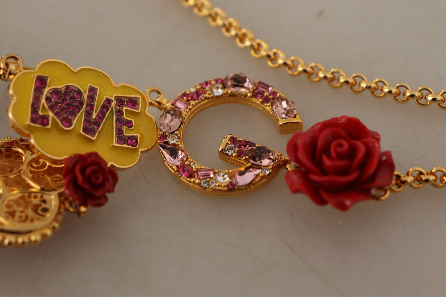 - Glamorous Gold Crystal Charm Necklace