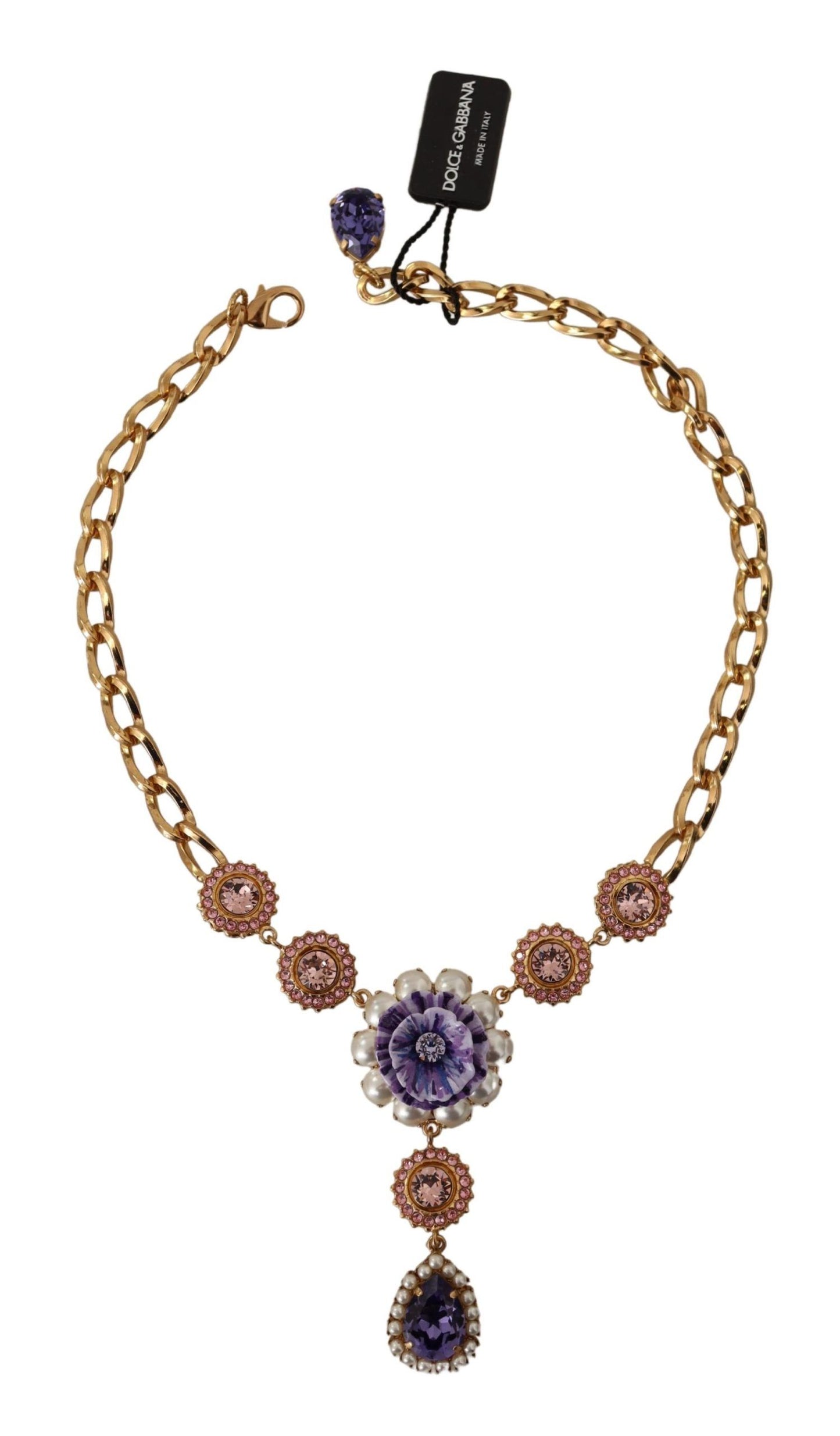 - Elegant Floral Crystal Statement Necklace