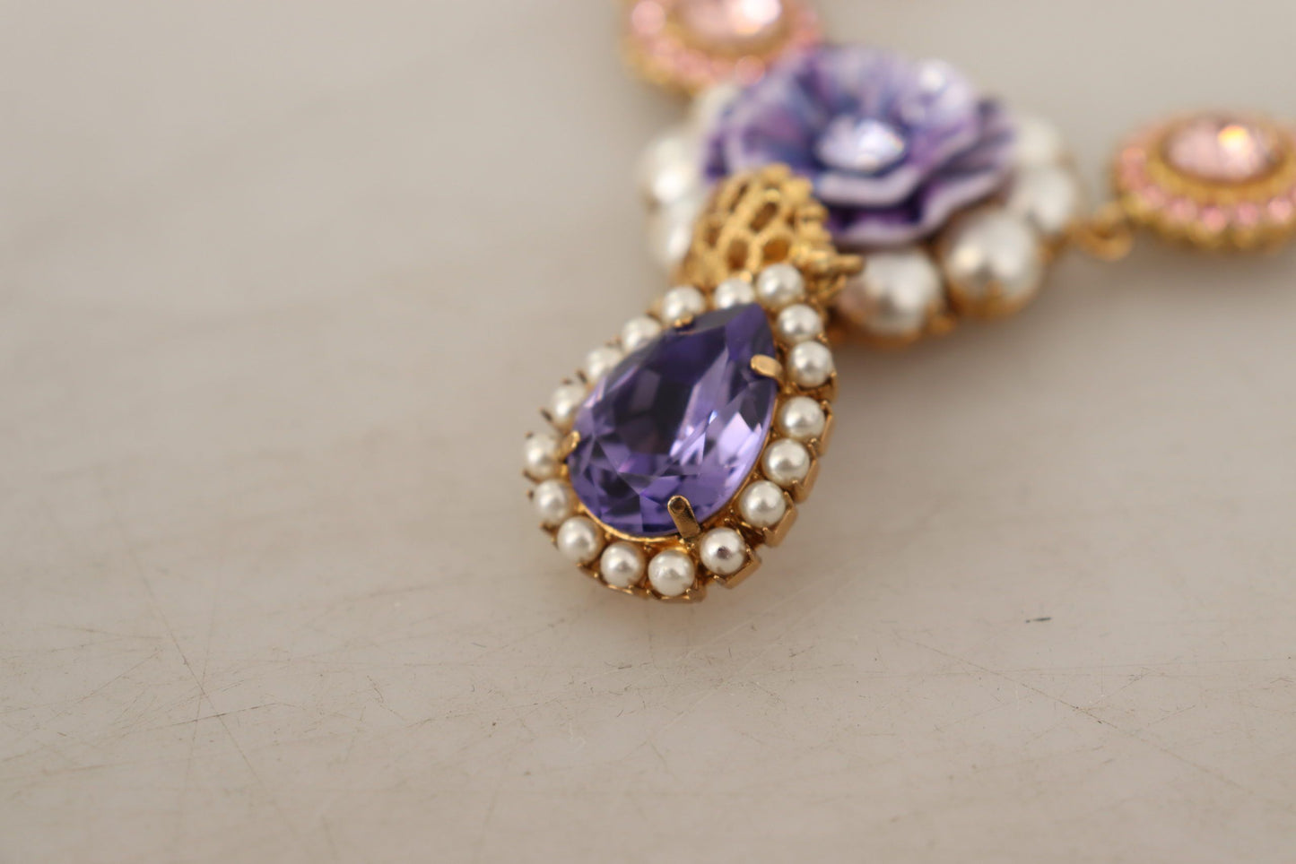 - Elegant Floral Crystal Statement Necklace